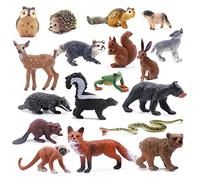 SIENON 18Pcs Forest Animals Figures Toys, Baby Woodland Animals Figurines, Miniature Animals Toys with Owl Hedgehog Fox Squirrels Bear Deer Wolf for Woodland Theme Cake Cupcake Toppers
