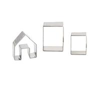 SIENON 3pcs Gingerbread House Cookie Cutter Set, 3D Stainless Steel Mini Christmas House Cookie Cutter Kit, Christmas Biscuit Cookie Mold, Xmas Holiday DIY Baking Tools