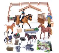 SIENON 43Pcs Horse Playset for Kids, Realistic Horse Stable Rider & Farmer with Assorted Farm Accessories, Horses Animal Barn Toys Birthday Party Favors Cake Decorations for Girls Boys