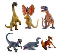 SIENON 6Pack 6.3 Inch Jurassic Dinosaur Toy Figures, Realistic Dino Toys Set Dilophosaurus Blue Velociraptor T-Rex Mosasaurus Brachiosaurus Pterosaur Dinosaur Figurines for Dino Party Décor