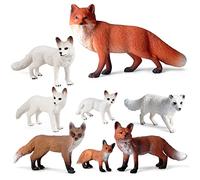 SIENON 8Pcs Red Fox Toy Figures Set,Assorted Arctic Foxes Family Forest Woodland Animals Figurines Toys for Kids Educational Cake Decoration Birthday Party Favors