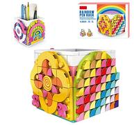 SIENON Dots Building Block Rainbow Pencil Holder, DIY Stationery Craft