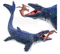 SIENON Jurassic Mosasaurus Toy 29CM, Mosasaurus Hunting for Pterosaur Model, Large Marine Predator Dino Figurine, Plastic Ocean Dinosaur Playset for Bath Pool Toy, Cake Topper, Collection
