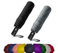 SIEPASA Two Packs Auto Open & Close Small Travel Umbrella Compact for Backpack-Umbrellas for Rain, Windproof Lightweight Strong Mini Portable Umbrellas for Men and Women.& Black, 2 Pack