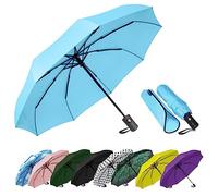 SIEPASA Windproof Travel Umbrella-Automatic Compact Folding Umbrellas for Rain, Travel Umbrella, Small Portable Windproof Umbrellas for Men Women Teenage (Light Blue)