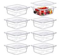 Sieral 1/6 Size Clear Food Prep Containers with Lids - Durable Polycarbonate Salad Bar Food Storage Pans for Commercial Kitchen, Restaurant, and Buffet Use