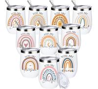 Sieral 10 Pcs Inspirational Gifts for Women Rainbow Tumbler 12oz You Are Awesome Stainless Steel Insulated Mugs Thank You Employee Appreciation Gifts with Motivational Quotes for Girls Student Teacher