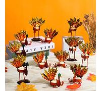 Sieral 12 Pieces Metal Turkey Tea Light Candle Holders Thanksgiving Candle Holder Turkey Candle Holder Holiday Candlestick for Thanksgiving Home Table Decoration Fireplace Centerpiece
