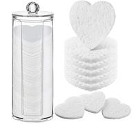 Sieral 120 Pcs Compressed Facial Sponges with Container Disposable Face Sponge Pads for Washing Face Cleansing Exfoliating Esthetician Makeup Removal(Heart,White)