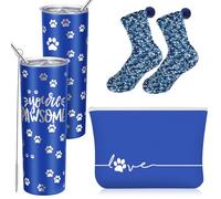 Sieral 3 Pcs Veterinarian Gifts, Vet Tech Gifts Including Tumbler, Sock, Makeup Bag Vet Tech Supplies for Veterinary Receptionist Week Animal Shelter Worker Graduation of Party Favors, Blue