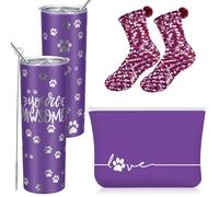 Sieral 3 Pcs Veterinarian Gifts, Vet Tech Gifts Including Tumbler, Sock, Makeup Bag Vet Tech Supplies for Veterinary Receptionist Week Animal Shelter Worker Graduation of Party Favors, Purple