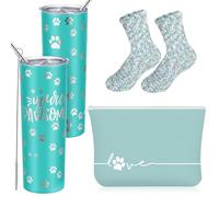 Sieral 3 Pcs Veterinarian Gifts, Vet Tech Gifts Including Tumbler, Sock, Makeup Bag Vet Tech Supplies for Veterinary Receptionist Week Animal Shelter Worker Graduation of Party Favors, Green