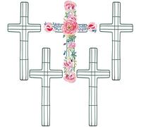Sieral 5 Pcs Cross Metal Wreath Frame Cross Shaped Metal Wire Floral Wreath Form for Christmas Easter New Year Garden Religious Church DIY Craft Project Indoor Outdoor Hanging Decorations, 16 Inch