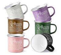 Sieral 6 Pcs Difference Maker Enamel Mug - 12 oz Camping Mug, Inspirational Coffee Cup for Administrative Professionals Day, Teacher Nurse Coworker Friend, Appreciation Gift for Women Men