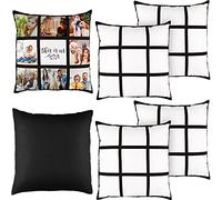 Sieral 6 Pieces Sublimation Blank Pillow Case 9 Grid 16 x 16 DIY Cushion Cover 9 Photos Can Be Customized Polyester Throw Pillowcase for Printing Sofa Couch No Pillow Insert