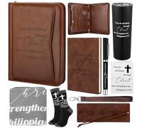 Sieral 8 Pcs Pastor Appreciation Gifts Christian Gifts Set Including Cup Notebook Bookmark Keychain Socks Pen Card Blanket for Christian Holidays Such as Christmas and Easter Birthdays and Parties