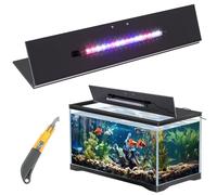 Sieral Aquarium Lids Polycarbonate Canopy with LED Light 35.13 x 17.13 x 0.12 Inch for 50/65/84 Gallon Without Center Brace Aquariums Cover Fish Tank Lid with a Hook Knife(Black)