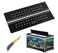 Sieral Aquarium Polycarbonate Canopy Set 35.13 x 17.13 x 0.12 Inch for 50/65/84 Gallon Without Center Brace Aquariums Cover Fish Tank Lid with a Hook Knife, Breathable Hole, Handle(Black)