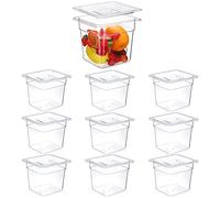 Sieral Clear 1/6 Size Food Pan Restaurant Containers with Lids Square Cambro Storage Polycarbonate Salad Bar for Kitchen Food Prep