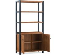 Sierra Acacia Tall Bookcase With Doors Rest Relax Brown One Size