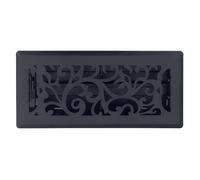 Sierra Grates 4" x 12" Floral Design Floor Register in Cast Iron Black Finish with Air Filter - Vent Covers for Home Floor- Decorative Air Vent Covers- Floor Register 4” x 10” (Duct Opening)