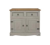 Sierra Grey Painted & Pine Small 2 Door/ 2 Drawer Sideboard Natural