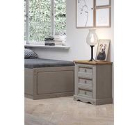 Sierra Grey Pine 3 Drawer Bedside Cabinet Grey