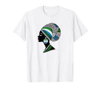 Sierra Leone Flag Afro Woman, African Style T-Shirt