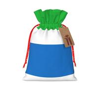 Sierra Leone Flag Christmas Canvas Gift Bag With Drawstring,Reusable Personalizedgift Bag