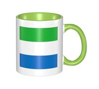 Sierra Leone flag Coffee Mugs Set Double Color Ceramic Cups 11oz Flat Bottom Stoneware Green Print Mugs Personalized Gift