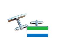 Sierra Leone Flag Cufflinks - Sierra Leonean National Flag Gift for Men | Green, White & Blue Horizontal Stripe Design | Groomsmen Wedding Gift | Gift Box Included | Sierra Leone Heritage Keepsake