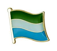 Sierra Leone Flag Enamel Pin 1.4 x 1.9cm, Green White Blue National Flag Lapel Badge In Gold Tone Metal, Small Country Pin For Jackets, Backpacks, Hats And Lanyards, Travel Souvenir