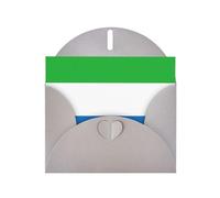 Sierra Leone Flag Horizontal Holiday Card With Gray Heart Shaped Envelope And Write Various Holiday Greetings