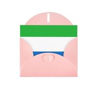 Sierra Leone Flag Horizontal Holiday Card With Pink Heart Shaped Envelope And Write Various Holiday Greetings