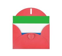 Sierra Leone Flag Horizontal Holiday Card With Red Heart Shaped Envelope And Write Various Holiday Greetings