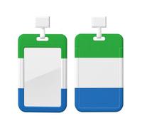 Sierra Leone Flag Id Badge Holder with Lanyard-Vertical Card Protector Clear Abs Hard Shell, Retractable Reel for Work Office