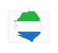 Sierra Leone Flag Map Print Large Dish Drying Mat For Kitchen Counter, Absorbent Microfiber Dish Draining Pad, Soft Top