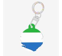 Sierra Leone Flag Map Print Round Acrylic Pet Tag, Dog Neck Pendant Tags for Pets Circular Dog Cat Collar Name Tags