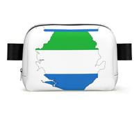 Sierra Leone Flag Map Print Unisex Waist Bag Wear-Resistant Belt Bag Hip Bag with Adjustable Strap for Hiking and Travel