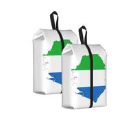 Sierra Leone Flag Map Print Waterproof Shoe Bag Travel Bag with Carry Strap Storage Bag Versatile Cosmetic Bag-2pcs