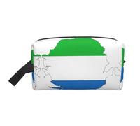 Sierra Leone Flag Map Printed Toiletry Storage Bag, Large Capacity Organizer Pouch for Power Bank and Cables Use