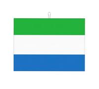 Sierra Leone Flag Print Large Dish Drying Mat For Kitchen Counter, Absorbent Microfiber Dish Draining Pad, Soft Top