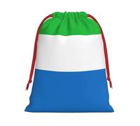 Sierra Leone Flag Print Reusable Drawstring Gift Bags For Candy Bag Birthday, Wedding Or Daily