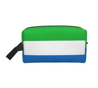 Sierra Leone Flag Print Travel Grooming Storage Bag, Reusable Makeup Storage Organizer, Bathroom Supplies