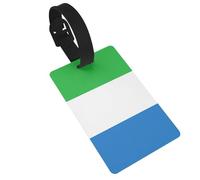 Sierra Leone Flag Printed Small Luggage Tags Portable Bag ID Holders with Adjustable Strap for Travel Gear