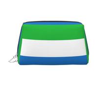 Sierra Leone Flag Printed Zippered Toiletry Bag, Wide Open Storage Case for Personal Care Items and Cosmetics