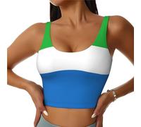 Sierra Leone Flag Printing Women Workout Tank Tops,Going Out Basic Slim Fit Yoga Gym Shirts Summer Camisole Sport Vest Black