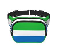 Sierra Leone Flag Square Double Layer Waist Bag Crossbody Bag/Adjustable Strap Chest,for Travel Workout Running Print with