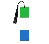 Sierra Leone Flag Tassel Bookmarks Set for Women, 5 Pc Wooden Book Study Supplies Accessories for Reading