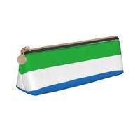 Sierra Leone Flag Triangular Pencil Case,Pencils Pouch Large Capacity For Men And Women Artists Home Office, White, One Size, Fashion